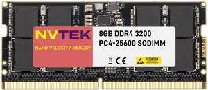 NVTEK 8GB (1X8GB) DDR4 3200MHZ PC4-25600 SODIMM 2Rx8 1.2V CL22 260-PIN Non-ECC Laptop PC Computer Memory