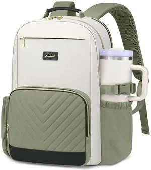 Laptop Backpack for Women Bookbag: 15.6 inch Work School Backpacks with Pouch Pocket for Large Capacity Cup & USB Charger College Book Bag Travel Business Nurse Teacher Bookbags Anti-theft Back Pack