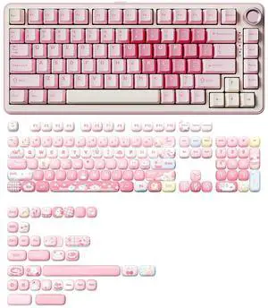 YUNZII B75 PRO Wireless Mechanical Keyboard(Cocoa Cream V2 Switch,Pink), MOG Dye Sub PBT Keycaps(Pink Ice Cream) YUNZII B75 PRO Wireless Mechanical Keyboard(Cocoa Cream V2 Switch,Pink), MOG Dye Sub PBT Keycaps(Pink Ice Cream)