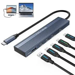 ACASIS USB C Splitter with 4K@60Hz Video Output, USB C Hub 10Gbps, 1xUSB C Video Output for Portable Monitor, 3xUSB C 10Gbps,100W PD, Multiport Adapter Splitter for Dell/HP/Mac Pro/Samsung