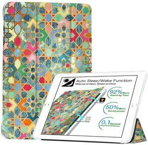 DuraSafe Cases for iPad PRO 11 3 2 Gen [ PRO 11 3rd 2nd ] A2377 A2459 A2301 A2460 A2228 A2068 A2230 Printed Smart Trifold Lightweight Soft Silicone Transparent Front & Back Cover - Damask