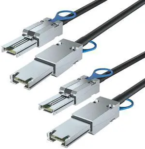 10Gtek SFF-8088 to SFF-8088 External Mini SAS HD Cable, 3G/6Gbps SAS2.0 26Pin Hybrid Cable Attached SCSI for Raid, DAS, and Servers, 100-Ohm, 1-m(3.3ft), 2-Pack