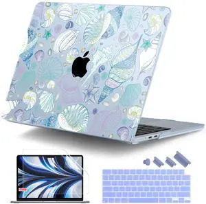 DONGKE for M4 MacBook Air 13.6 Inch Case 2025 2024 2023 2022 Model A3240 A3113 A2681 M3 M2 Chip, Plastic Hard Shell Case Cover with Touch ID for MacBook Air 13 Inch M4 - Sea Shells