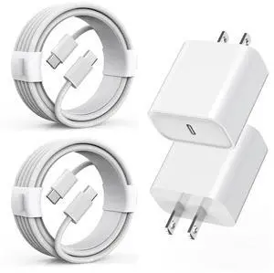 Long Charger for iPhone 16e Charge Fast Charging, 20W USB C PD Wall Adapter 2-Pack 6FT Type C to C i Phone 15 Charging Woven Cable Cord for iPhone 16/16e/16 Pro/15/15 Plus/15 Pro Max,iPad Pro/Air/Mini