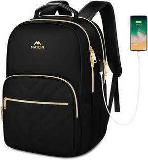 MATEIN Laptop Backpack for School, Water Resistant College Bookbag with USB Charger, 15.6 Inch Work Backpack for Women with Mulitiple Pockets, Stylish Computer Bag for Student, Commuter, Black MATEIN Laptop Backpack for School, Water Resistant College Bookbag with USB Charger, 15.6 Inch Work Backpack for Women with Mulitiple Pockets, Stylish Computer Bag for Student, Commuter, Black