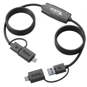 Plugable USB Data Transfer Cable PC to PC, Compatible with Windows USB C and USB 3.0, Transfer Files to New Computer with Included Bravura Easy Computer Sync Software, 6.6ft (USBC-TRAN)
