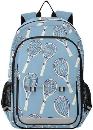 ALAZA Tennis Racket Blue Laptop Backpack Purse for Women Men School Bag 17 Inch Bookbag Student Boys Girls Travel Casual Daypack