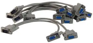 Your Cable Store 1 Foot DB9 9 Pin Serial Port Y Cable 1 Male / 2 Female RS232 5 Pack