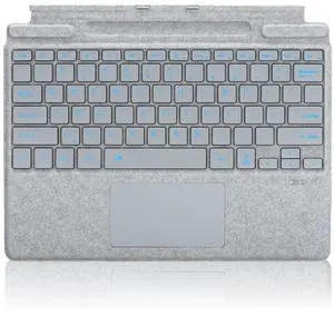 Type Cover for Microsoft Surface Pro 11 Pro 10 Pro 9 Pro 8 Pro X, 13 inch, Ultra-Slim Bluetooth Keyboard with Multi-Touchpad Mouse Rechargeable, 7-Color LED Backlit (Light Grey with Backlit)
