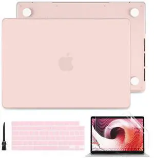 Batianda for M3 New MacBook Pro 14 inch Case M2 M1 Pro/Max Chip A2779/A2442 Model 2023 2021 Release, Frosted Rubberized Hard Shell Case with Keyboard Cover Screen Protector, Baby Pink