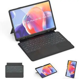 Detachable Keyboard case for Samsung Galaxy Tab S9 FE Plus 2023(Model SM-X610/X616B) Galaxy Tab S9 Plus 2023(SM-X810/X816B) 12.4", Black