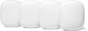 Google Nest WiFi Pro - Wi-Fi 6E - Reliable Home Wi-Fi System with Fast Speed and Whole Home Coverage - Mesh Wi-Fi Router - 4 Pack - Snow
