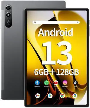 Naclud 10.51 Inch Tablet 6GB RAM 128GB ROM, Android 13 Tablet, Octa-Core 2.0Ghz Processor, 1920 * 1200 FHD IPS, 5MP+13MP Camera, 6200mAh, GPS, WiFi, Bluetooth (Sierra Blue)