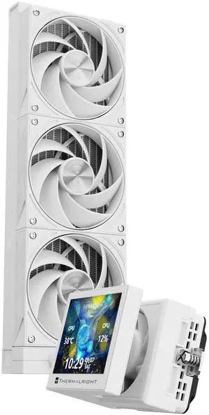 Thermalright Stream Vision 360 White-360mm AIO CPU Liquid Cooler,3.5Square LCD Display for Images,Magnetic Suction High-Performance Pump for 640x480 Resolution with Embedded Fan,for AM5/lga1851/1700
