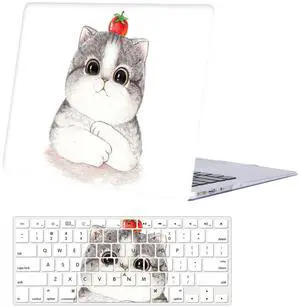 Laptop Hard Case Compatible with MacBook Air 13 inch Case 2017 2016 2015 2014 2013 2012 2011 2010 Release Model A1466 A1369, Plastic Hard Shell Case Cover & Keyboard Cover Skin, Lovely Cat