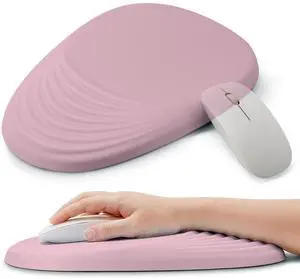 ORIENWEEDA Ergonomic Mouse Pad with Wrist Support, Comfortable Entire Memory Foam, Wrist Pain Relief and Anti-Slip PU Base, Mousepad for Various Computers, Laptop PC (12x8x1.2inch, Pink)