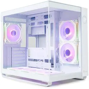 Iota C70 WH Mid-Tower Computer PC Gaming Case,Pre-Installed 6 ARGB Fans with Fan Hub,Real-Time Temp Digital Display,Large Capacity,Panoramic View,Quick-Release,Heavy Process,Type-C 3.1*1,USB 3.0*2
