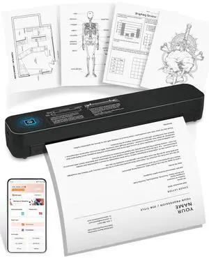 Saker Wireless Thermal Mobile Printer - Inkless, Portable Printer, Supports 8.5" X 11" US Letter & A4 Size, Compatible with Phone & Laptop - Ideal for Home, Car, Office & Travel