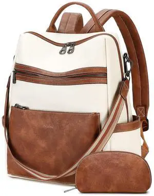 AGLOD Vegan Leather Laptop Backpack for Women 15.6 Inch Work Backpack Purse for Travel College