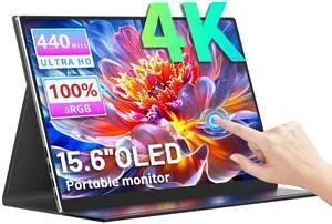 sibolan 15.6 inch Portable Monitor Touch Screen 4K OLED 3456X2160 100% sRGB 100000:1 Multi-Touch USB-C HDMI Travel Monitor for PC Phone PS4/5 Xbox Switch with Case