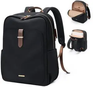 GOLF QUALITY Laptop Backpack for Women,Casual Work Business Backpacks Purse Carry on Travel Backpack,15.6 Inch,Black