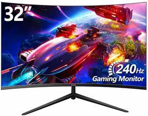 ZZA 32 Inch Curved Gaming Monitor 240hz,1K 1080P Computer PC Monitor with 1500R |1ms (GTG) | HDR 600|Curved|122% sRGB|DP/HDMI|VESA|FreeSync & G-Syn,Mount Business, Office, Casual Gaming Monitors