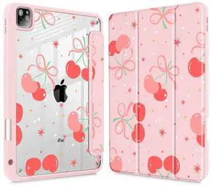 Tuiklol Case for iPad Pro 12.9 Inch M2 Case 2022 2021 2020 2018 Generation 6th/5th/4th/3rd,Built-in Pencil 2nd Holder Clear Transparent Protective Back Shell Cover, Etro Cherry