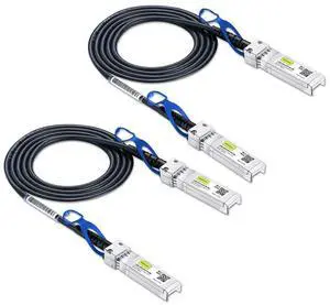 10Gtek 25G SFP28 SFP+ DAC Cable - 25GBASE-CR SFP28 to SFP28 Passive Direct Attach Copper Twinax Cable for Cisco SFP-H25GB-CU1M, Ubiquiti UC-DAC-SFP28, Supermicro and More, 1-Meter(3.3ft), 2-Pack