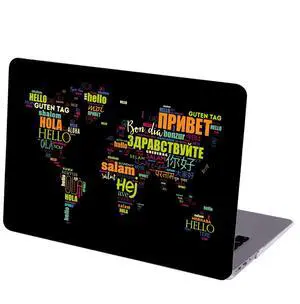 MINGDAO Case Compatible MacBook Air 13 inch Retina Display Touch ID, Hard Protective Shell Keyboard Cover (M1 A2337 A2179 A1932, 2018-2020) - Typographical World Map Different Language Hello