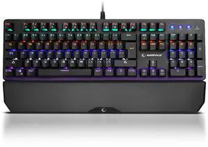 RAMPAGE GEAR KB-R86 Umbra Mechanical Gaming Keyboard  High-Performance Switches, 26-Key Anti-Ghosting, 12 Multi Media Keys, Wrist Rest, Durable ABS  Compatible with PC, Laptop, Mac (Red Switch)