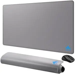 Cacoy 36x20 Inch Large Mouse Pad XXL, Extended Desk Mat for Keyboard and Mouse, Non-Slip Rubber Base Gaming Computer Mouse Mat, Spill-Resistant Smooth Surface Office Desk Protector, Stitch Edges, Grey