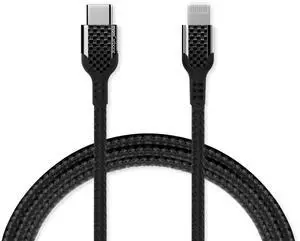 iPhone Charger Cable, monCarbone Lightning to USB C Cable iPhone 12 3 feet [MFi Certified] Kobra III Carbon Fiber Nylon Braided Compatible Supports Power Delivery for iPhone 12/12 Pro Max/AirPods Pro