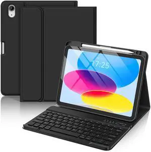 CC Store for iPad A16 11th 10th Generation Case with Keyboard - Detachable Folio Keyboard Cover with Pencil Holder for iPad 11-inch A16 2025 10th Gen 10.9 Inch 2022 (Black)