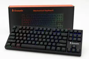 Evounic RGB Mechanical Gaming Keyboard, 87 Keys TKL Design, Backlit with Multiple Light Modes, USB Wired, Fast Response Time for PC, Laptop, Gaming Console
