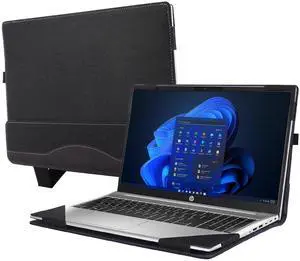 Laptop Case for HP ProBook 450 G8 G9 G10 / for HP ProBook 455 G8 G9 G10 15.6" 2023 PU Leather Inside Pocket Cover (Dark Grey)