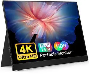 MNN 4K Portable Monitor 15.6" 3840x2160 UHD USB-C HDMI Laptop Monitor, 100% Adobe RGB IPS Computer Gaming Display HDR Travel Monitor w/Speakers & Smart Cover for Laptop Xbox PS5 Switch PC Phone