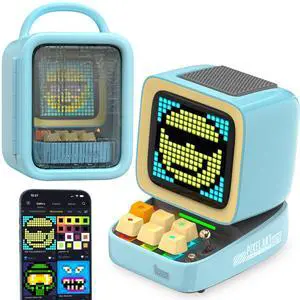 Divoom Ditoopro Bluetooth Pixel Art Speaker, DIY Animation LED Display with App Control, Fun Gaming Speaker, Kawaii Decor for Living Room, Bedside Desk, Office, Blue