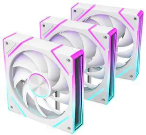 RUIX V8 Prism 120mm ARGB PWM Computer Case Fan 3-Pack, Mirror Design, High-Performance Cooling for Gaming PC - White, Forward