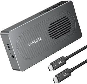 VANGREE 40Gbps M.2 NVMe SSD Enclosure with Dual Chips (JHL7440 & RTL9210), External Drive with Cooling Fan, Compatible with USB4/3.2/3.1/3.0/2.0, Support 8TB SSD 2280/2260/2242/2230 M/B+M Key