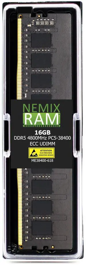 NEMIX RAM 16GB (1X16GB) DDR5 4800MHZ PC5-38400 1Rx8 1.1V CL40 288-PIN ECC Unbuffered UDIMM Memory