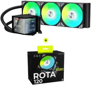 TRYX Panorama 360 ARGB Curved Screen 360mm AIO and ROTA SL ARGB 3in1 120mm Case Fan Bundle