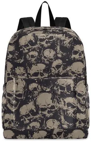 ZzWwR Grunge Skulls Pattern Polyester Computer Backpack Big Daypack for Business Sport Travel School Bookbags