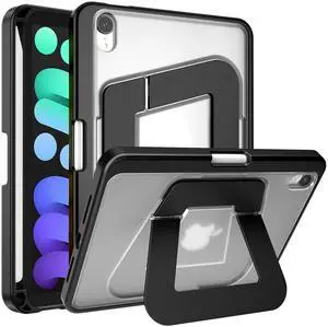 SANDUODD Case for iPad mini A17 Pro, iPad mini 6 case, Dual Multi-Angle Adjustable Kickstand Full Protective iPad Case with Built-in Pencil Holder for Home Office School (Black, iPad mini A17 Pro/6th)