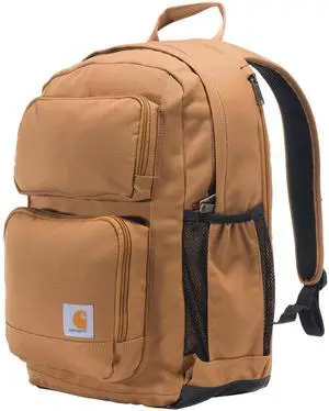 Carhartt 28L Dual-Compartment Backpack, Durable Pack with Laptop Sleeve and Duravax Abrasion Resistant Base, Carhartt Brown