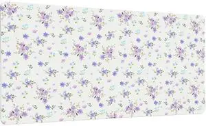 Idocolors Purple Floral Desk Mat, Cute Extended Gaming Keyboard Mouse Pad, Large Office Desk Cover Mat Pad Deskmat, Non-Slip Leather Home Office Desk Mat Protector 31.5"×15.7"