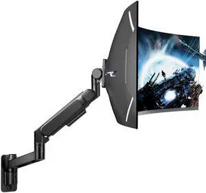 ARES WING Monitor Wall Mount for 24-57 Inch Ultrawide Gaming Screens, Premium Heavy Duty Monitor Arm Holds 60 lbs, Full Motion Gas Spring, Bearing Head for Easy Adjustment, 75/100 VESA Mount, Black