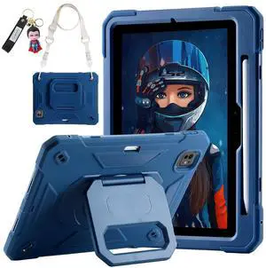 for iPad Pro 11 inch M4 Case 2024 (5th Generation), Shockproof Protective Case with Pencil Slot/360 Rotating Grip Magic Stand,Keychain/Carrying Shoulder Strap, for iPad Pro 11 2024 (Navy Blue)