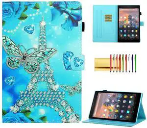 Case for Amazon Fire HD 10 Tablet [9th Generation/7th Generation][2019/2017 Release], Techcircle Smart Folio Stand Slim Fit Anti-Scratch PU Leather Magnetic Protective Cover Case, Eiffel Tower