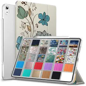 DuraSafe Cases for iPad PRO 12.9 Inch 2018 3rd Generation [ Pro 12.9 3 ] A1876 A2014 MTHN2LL/A MTHU2LL/A MTEL2LL/A Printed Lightweight PC Dual Angle Stand Clear Flip Back Cover - Watercolor Flowers