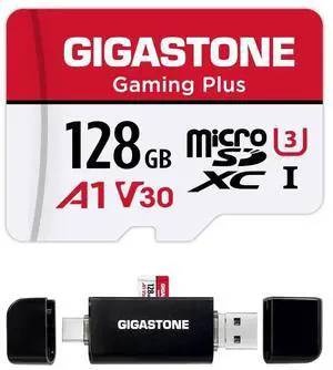 Switch 1 Only GIGASTONE 128GB Micro SD Card with USB C Card Reader, Gaming Plus, MicroSDXC Memory Card for Gaming Console, 4K Video Recording, UHS-I A1 U3 V30, up to 100MB/s, with Adapter